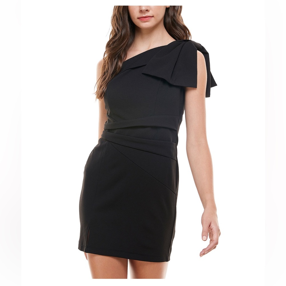 Bow-Trim One-Shoulder Dress